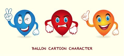 Set Of Balloon Cartoon Different Expressions Of Cartoon Face Vector