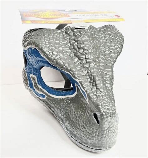 Jurassic World Velociraptor Blue Dinosaur Mask Moveable Jaw Raptor Dominion New Ebay