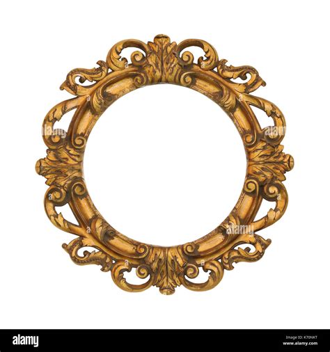Oval Golden Baroque Style Frame Isolated With Clipping Path Included
