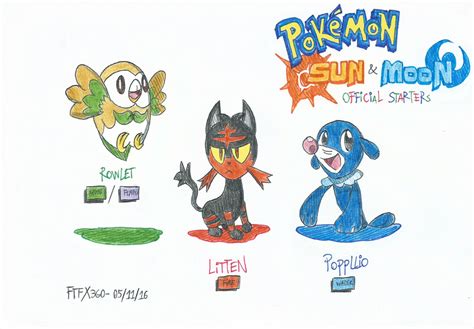 Pokemon Sun And Moons Official Starters By Felixtoonimefanx360 On