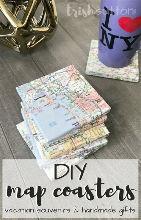 Diy Map Coasters Vacation Souvenirs Handmade Ts