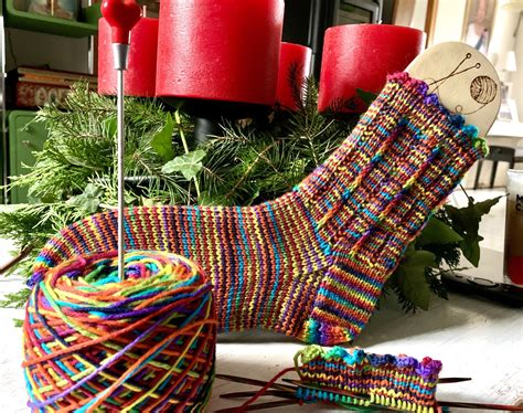 Weihnachts Rainbow Picot Socken Stricken Anleitung Socken Stricken Muster Sockenmuster Stricken