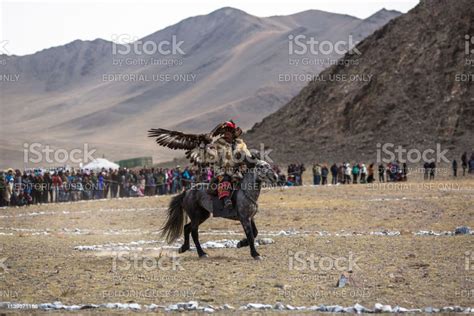 Berkutchi Kazakh Hunter With Golden Eagle Stock Photo Download Image