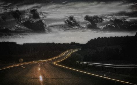 Nature Road Lights Clouds Rain Wallpapers Hd Desktop