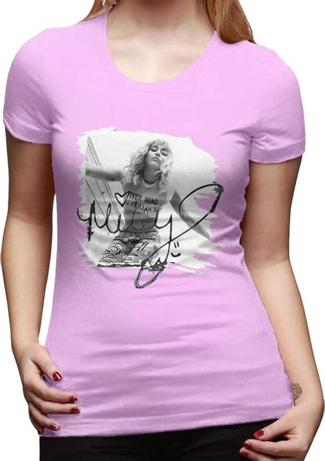 T Shirt Womens Miley Cyrus Style Short Tee Pink Medium Uk