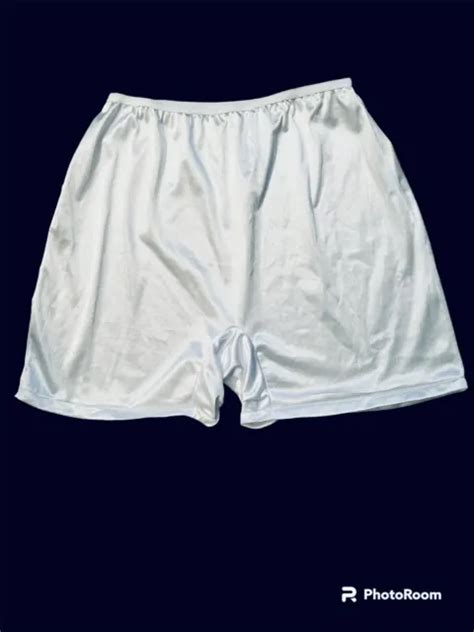 Vintage National White Long Leg Nylon Granny Panties Shiny Sz 9 1000