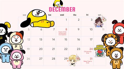 December Bt21 Calendar