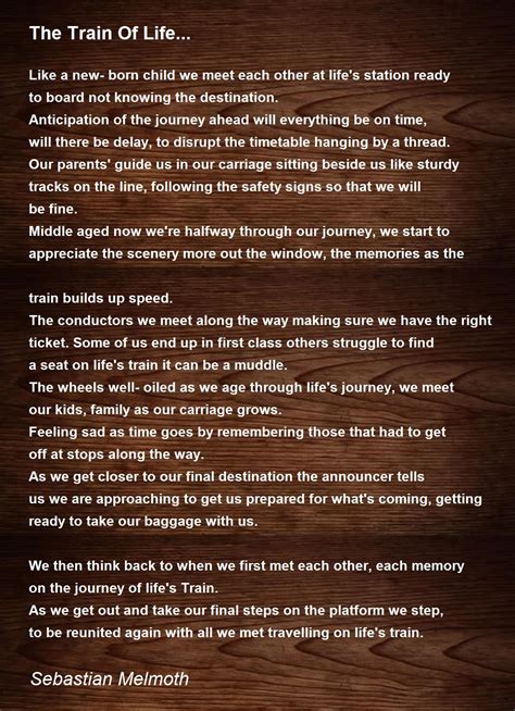 Journey Printable Train Of Life Poem