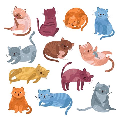 Premium Vector Adorable Cats Characters Cute Cat Funny Isolated