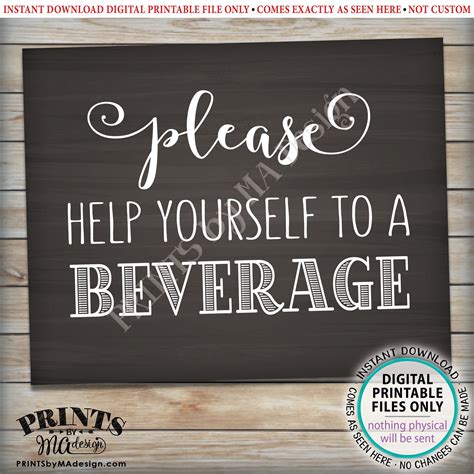 Beverage Station Sign Please Help Yourself To A Beverage Printable