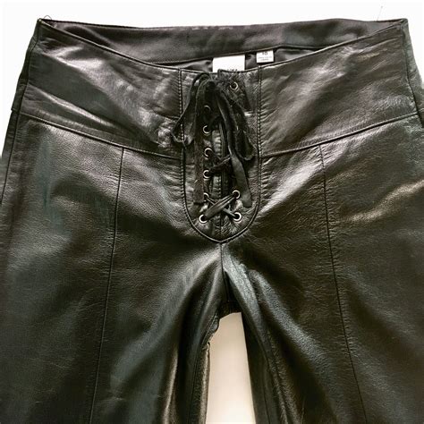 Black Leather Pants With Lace Up Closure Wilsons Leather Etsy