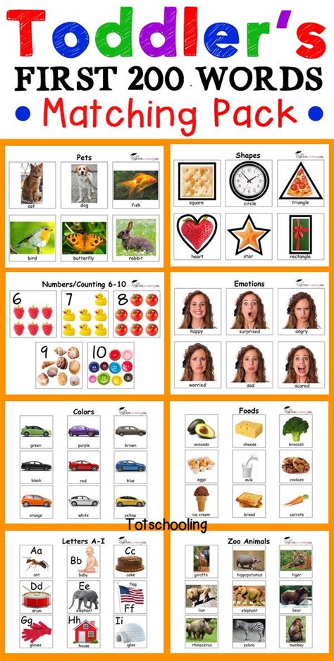 Toddlers First 200 Words Matching Pack Speech Activities Speech