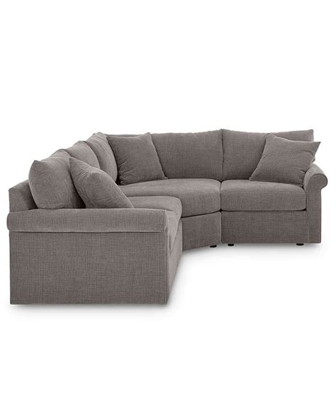 Furniture Wedport 4 Pc Fabric L Shape Sectional Sofa With Wedge