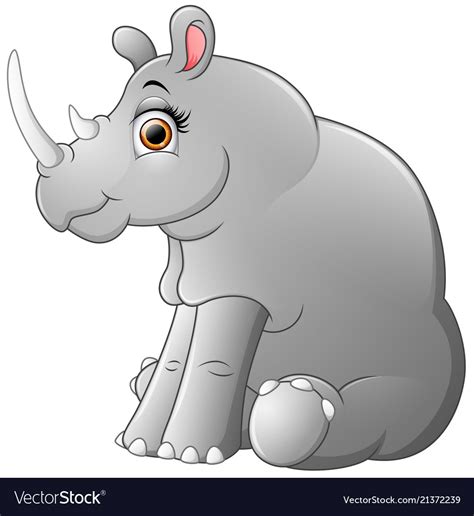 Happy Rhino Cartoon Sitting Royalty Free Vector Image