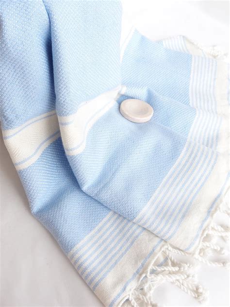 Traditional Turkish Towel Ottoman Peshtemal Towel Turquoise White