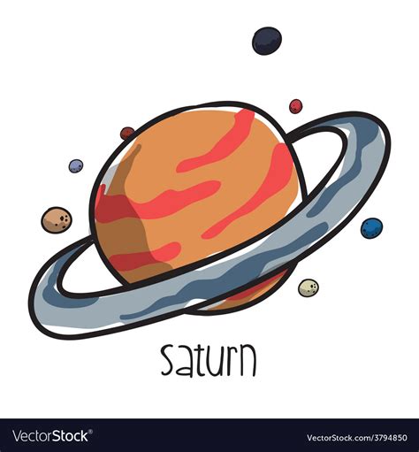 Saturn Drawn Royalty Free Vector Image Vectorstock