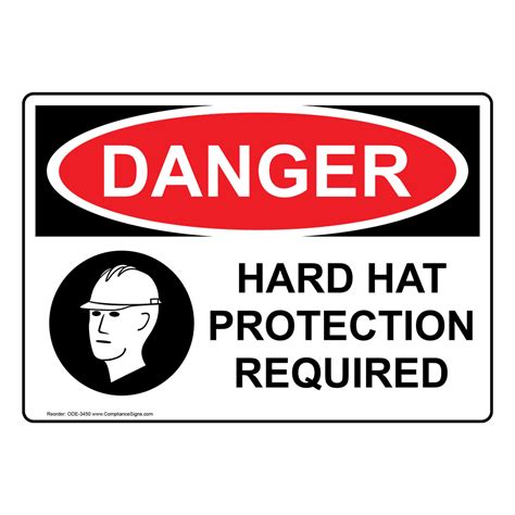 Osha Hard Hat Required Beyond This Point Sign With Symbol Oce 36531