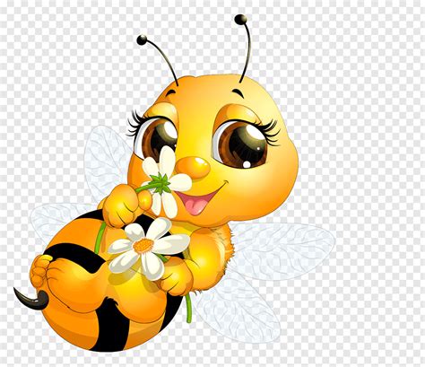 Girl Bee Holding Flower Illustration Queen Bee Cute Bee Free Png