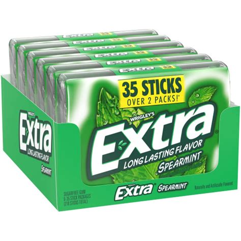 extra gum spearmint sugar free chewing gum mega pack 35 stick pack of 6