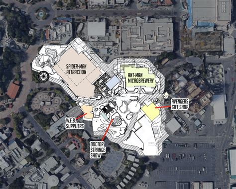 Map And Layout Of The Marvel Themed Land At Disney California Adventure