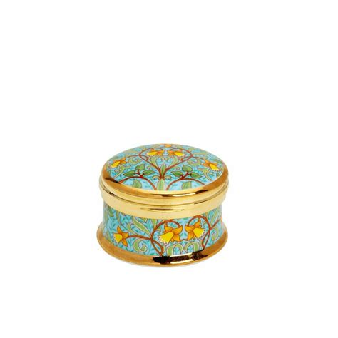 William Morris Daffodil Design Hinged Box Fine Bone China Trinket Box