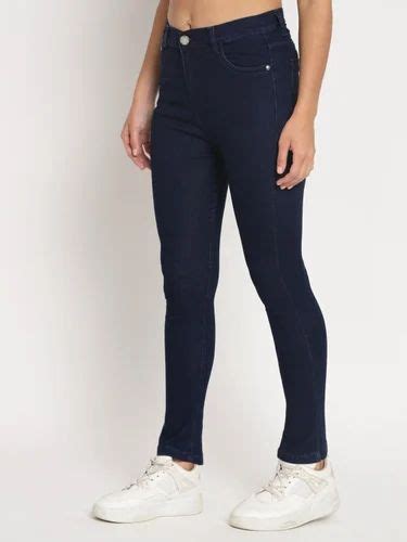 Ladies Dark Blue Slim Fit Denim Jeans Button High Rise At Rs 450 Piece In New Delhi