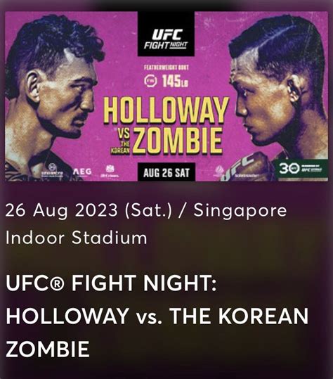 Ufc Fight Night Holloway Vs The Korean Zombie On Carousell