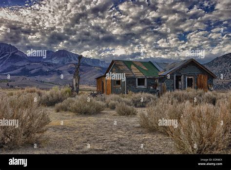 Abandoned House On Hwy 395 Outside Of Mono Lake The Sierra Nevada In