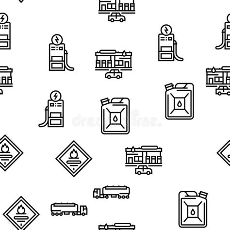 Gas Station Refueling Equipment Vector Seamless Pattern Stock Vector