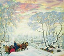 winter 1916 Boris Mikhailovich Kustodiev Painting in Oil for Sale