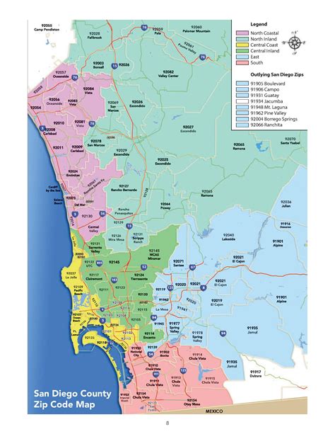 San Diego County Zip Code Map United States Map