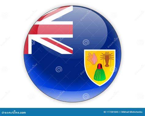 Round Icon With Flag Of Turks And Caicos Islands Stock Illustration