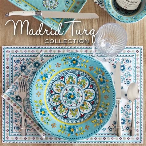 Le Cadeaux Madrid Turquoise Melamine Dinner Salad Plates Bowls Napkins