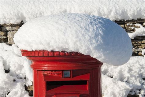 Red British Post Box In Snow Stock Photo Image Of Postbox Wintery