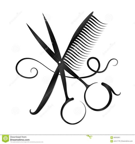 Scissors Comb And Hair Silhouette Stock Vector Illustration Of Cute