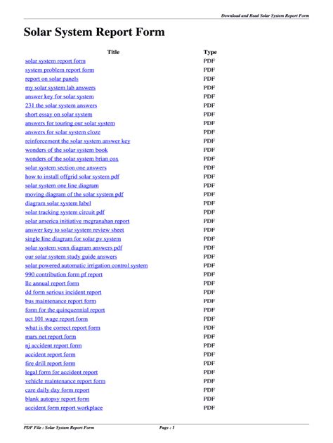 Fillable Online Deeds No Ip Solar System Report Form Solar System