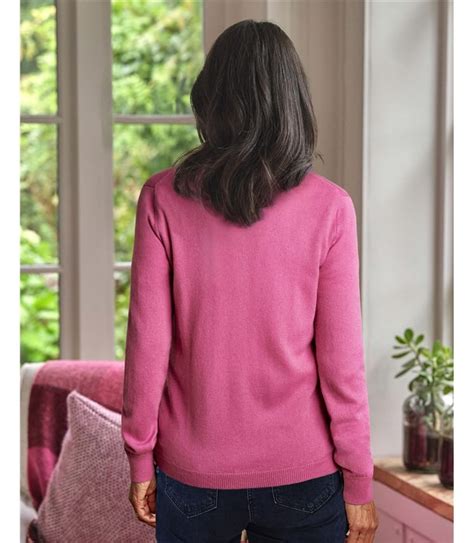 Pink Flambe Cashmere Merino Classic V Neck Cardigan Woolovers Us