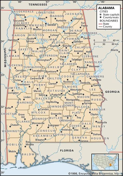 Alabama County Map Printable