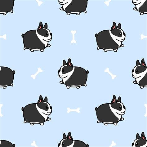 Find images of dog cartoon. Fat boston terrier dog walking cartoon seamless pattern - Download Free Vectors, Clipart ...