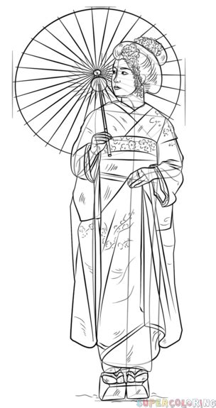 Take out your pencils and color pens ^^let's draw togethe. How to draw a Japanese geisha | Step by step Drawing tutorials