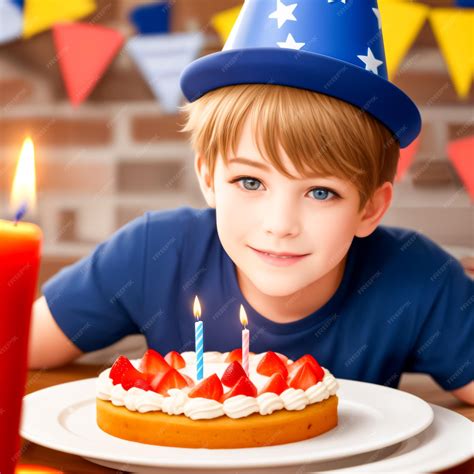 Premium Ai Image Boy Celebrates His Birthday With A Birthday Cake