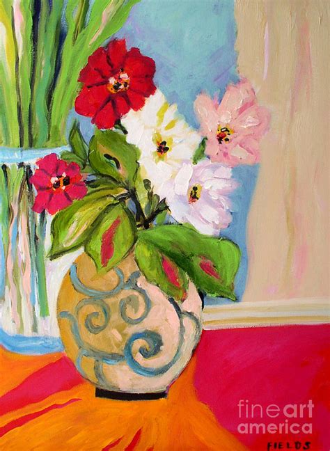 Flowers In Vases Painting By Karen Fields