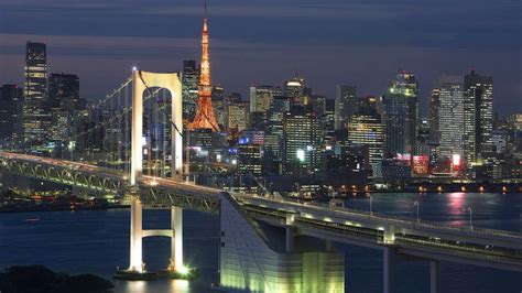 Rainbow Bridge Tokyo Japan River Lights City Hd Wallpaper