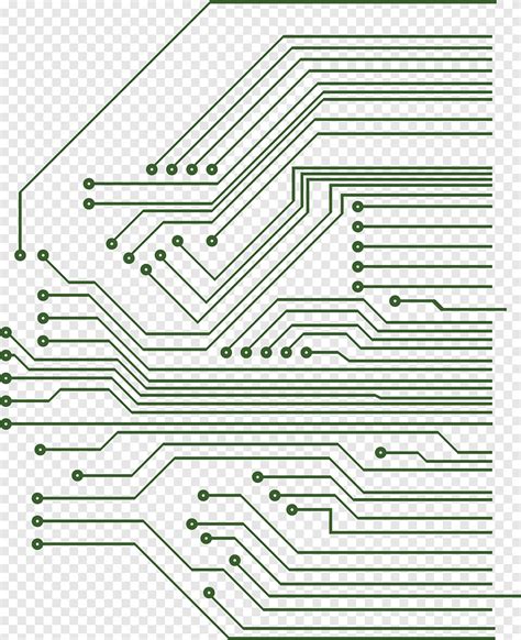 녹색 선 삽화 인쇄 회로 기판 전자 회로 전기 네트워크 회로도 회로 기판 원본 도면 각도 다른 Png Pngegg