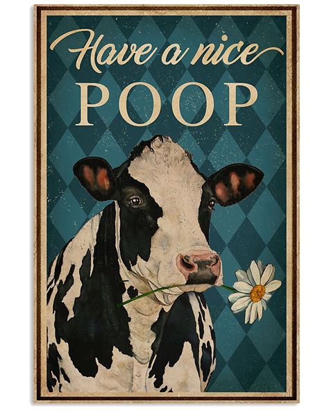 Have A Nice Poop Cow Vertical Poster Etsy