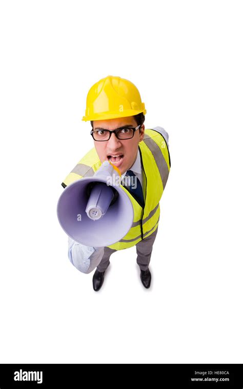 Angry Construction Supervisor Isolated On White Stock Photo Alamy