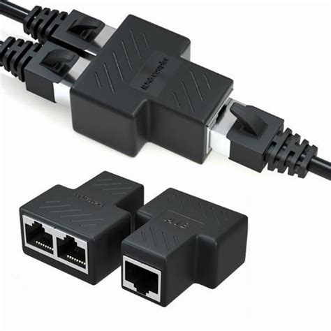 Rj45 Splitter Adapter 1 To 2 Ways Dual Female Connector Ethernet Cable