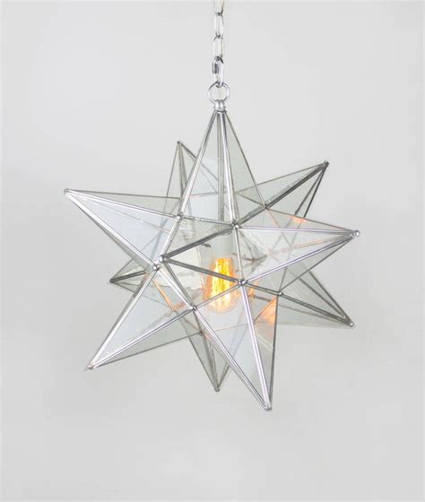 Moravian Star Of Bethlehem Lamp Seeded Clear Glass And Metal Etsy