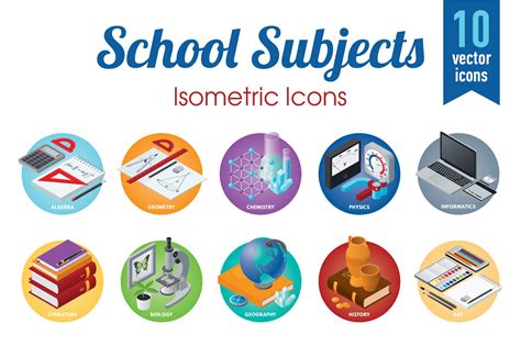 School Subjects Custom Designed Icons Creative Market