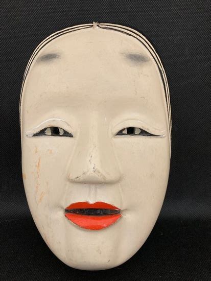 Noh Mask Sculpture Wood Woman Japanese Traditional Noh Mask